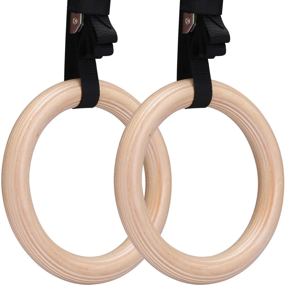 Professional Factory Stock Gymnastic Workout Rings Wood Adjustable Straps Pull Gymnastic Rings