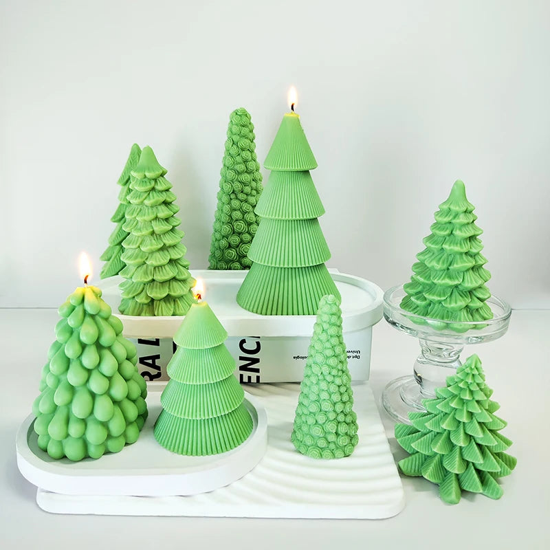 3D Christmas Tree  Shape Silicone Candle Mold for Home Party Decoration