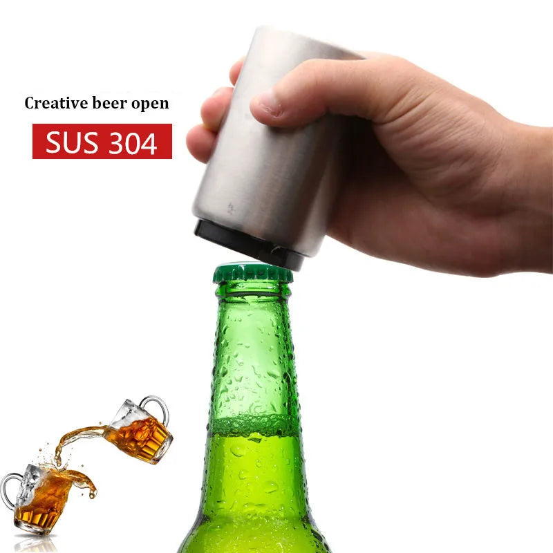 Hot Selling Automatic Push Down Durable Stainless Steel Beer Bottle Opener