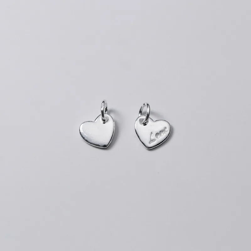 9mm Dainty LOVE Letter Heart Charms Sterling Silver Heart Charm for DIY Jewelry Supplies