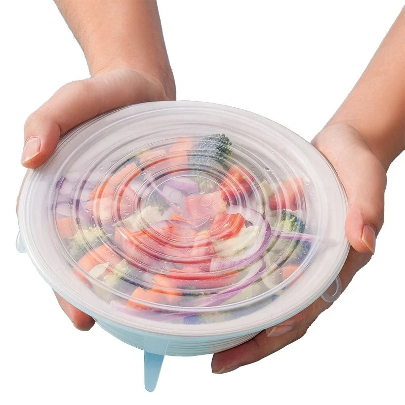 Bpa Free 100% Food Grade Multi-function Kitchen Silicone Stretch Lids Food and Bowl Covers 6 Set