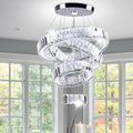 Modern 4-Ring Cool White Pendant Chandelier for High Ceilings for Dining & Living Room AC Powered Home Decor