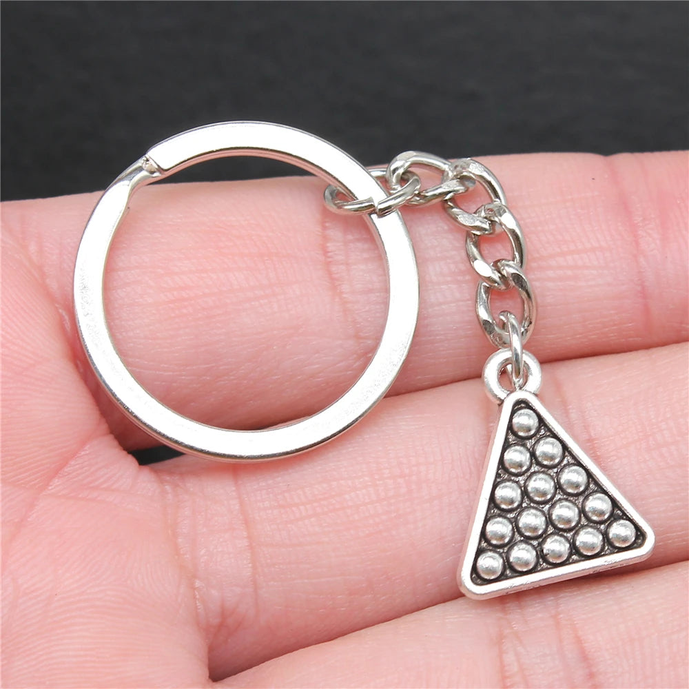 WYSIWYG 19x16mm Zinc Alloy Antique Silver Plated Billiards Snooker Key Chain for Souvenirs Gift P1-ABD-C15341