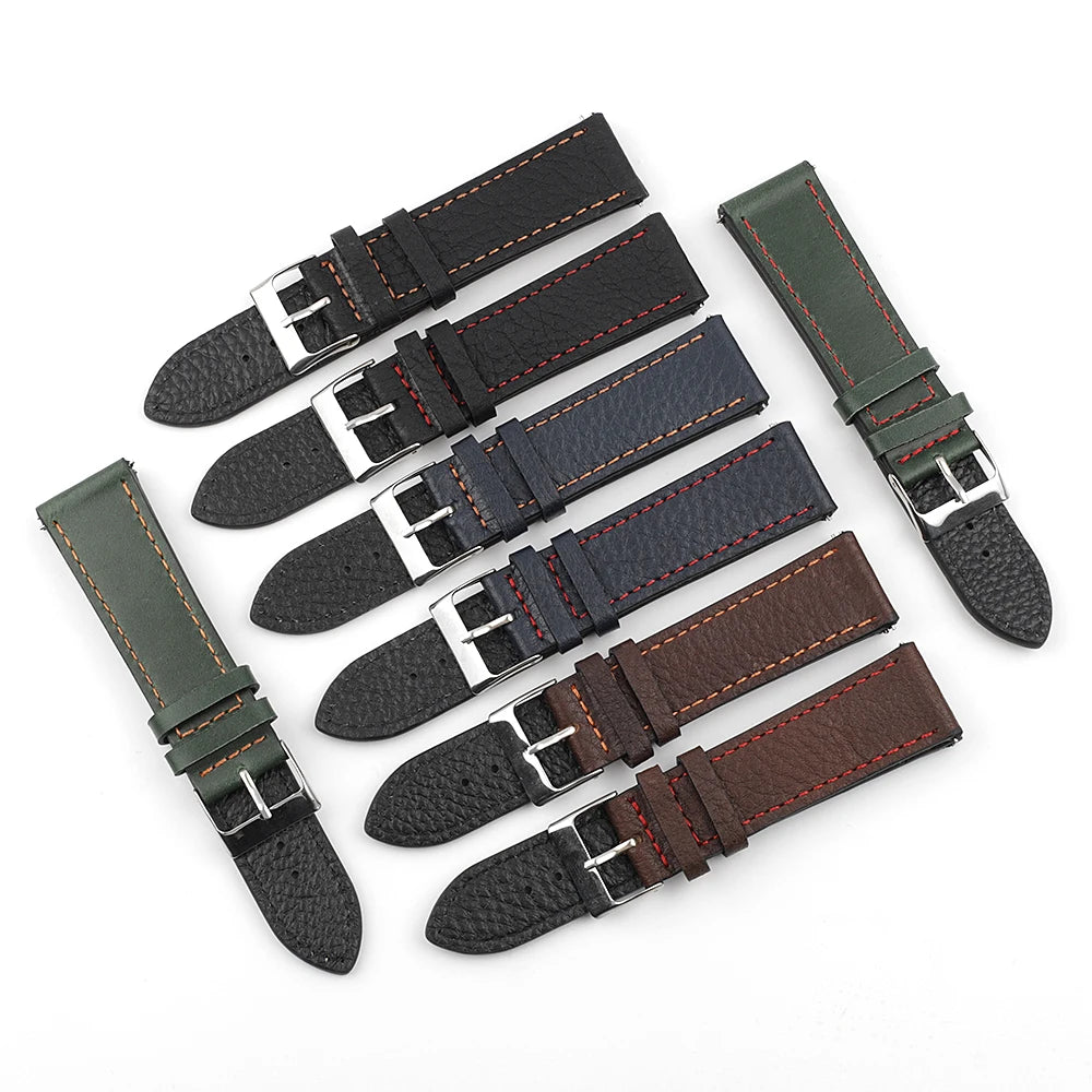 Watch Strap Accessories Litchi Pattern Quick Release 18/20/22/24mm Real Leather Watch Straps
