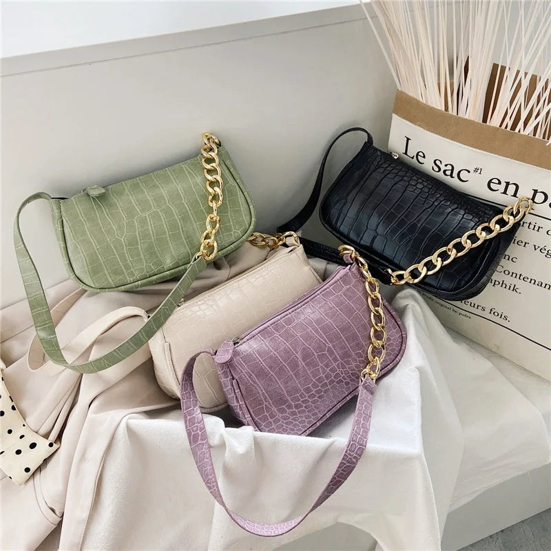 2025 Crocodile Pattern Fashion Women Shoulder Handbag PU Leather Ladies Handbags Women Bags