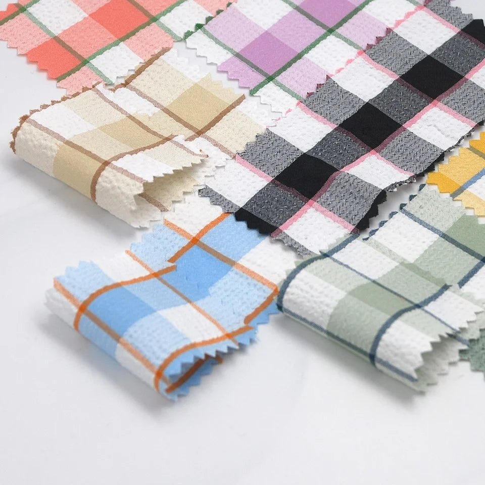 Fashion Hot Selling Yarn Dyed School Uniform Shirting Checked Seersucker Twill Check Fabric