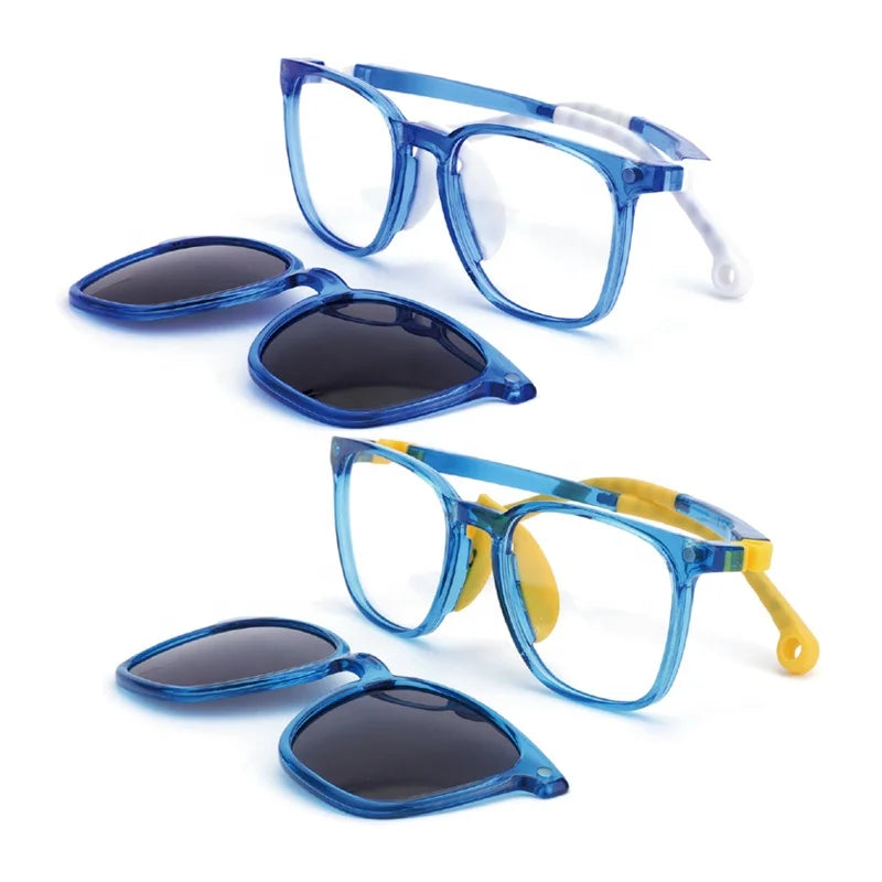 TR90 Unisex Kids Sunglasses Flexible Hingeless Optical Frame Magnetic Clip Polarized Lenses Drop Shippable Diamond Face Glasses