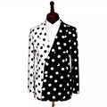 Custom Made Black White Color Matching Big Polka Dot Men's Suits Wear Coat Wedding Groom Peaked Lapel Slim Blazer 1 Piece Jacket