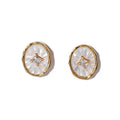 Shiny Fashion Gold Plated Jewelry Earrings Elegant Zircon White Shell Stud Earrings for Women Party Gift