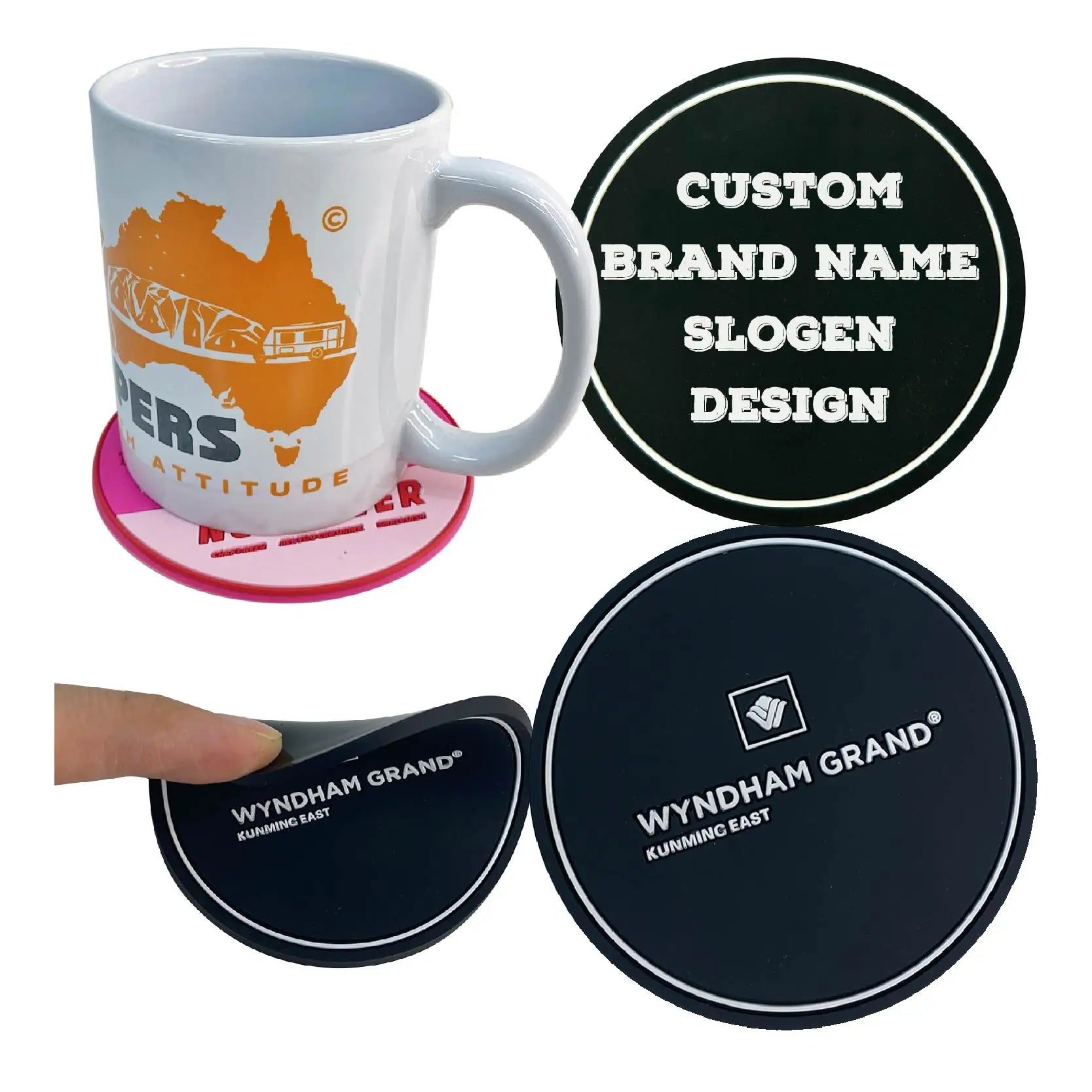 Custom Logo Pvc Coaster Rubber Car Coaster 5Mm Acrylic Coaster Silicone