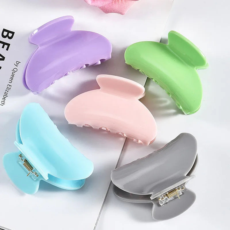 Fashion Women Girls  Fine Bath Hair Clip Hair Ponytail  Acrylic Blank Plain Candy Color Hair Claw Clip