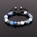 Jewelry Factory 8mm Gemstone Howlite Lapis CZ Charms Macrame Braided Friendship Bracelet Lady