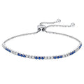 RINNTIN SB151 Classic 925 Sterling Silver Rhodium Plated Blue&White AAAA CZ Chain Bracelet Women's Adjustable Tennis Bracelet