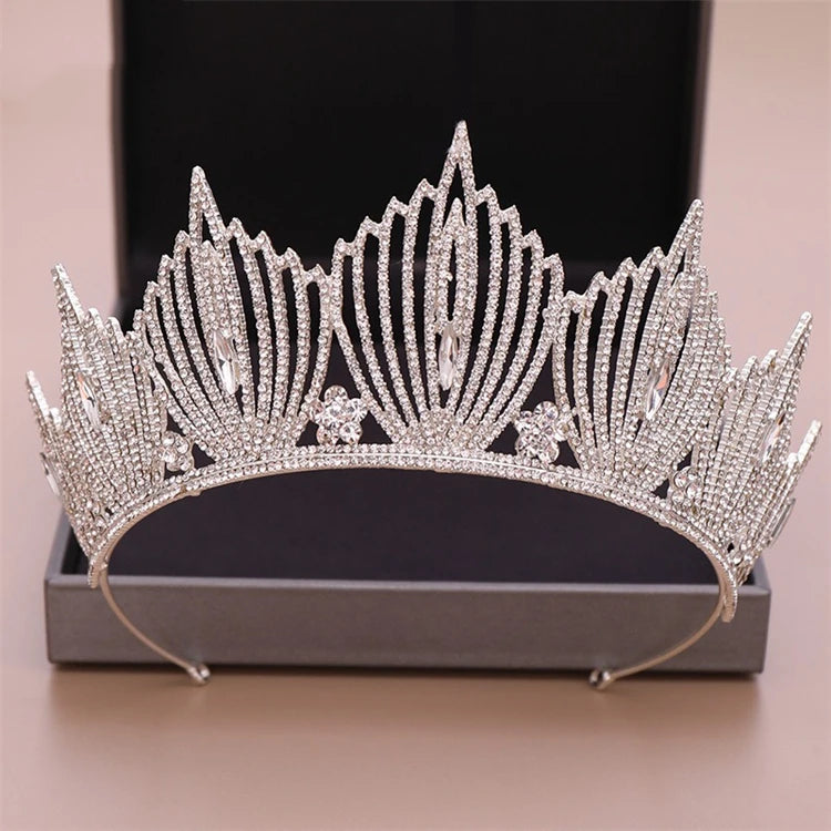Wow Sheila Full Diamond Crown Headband Alloy Rhinestone Bridal Crown for Studio Wedding Makeup Elegant Hair Accessories