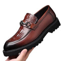 New Casual Men's Brock Business alligator Vamp Thick Soles Non-slip Comfortable and Breathable Office Wedding Dress Shoes