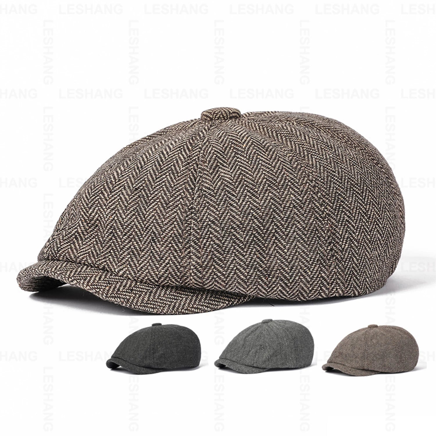 Wholesale Newsboy Caps Men Painters Hats Autumn Winter Custom Logo Cotton Berets Herringbone Flat Cap Gatsby Ivy Hats