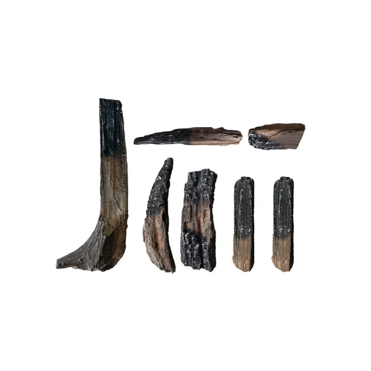 Modern Brown Ceramic Wood Logs Large Set for Gas/Electricity/Bio Ethanol Fireplace and Fire Pit