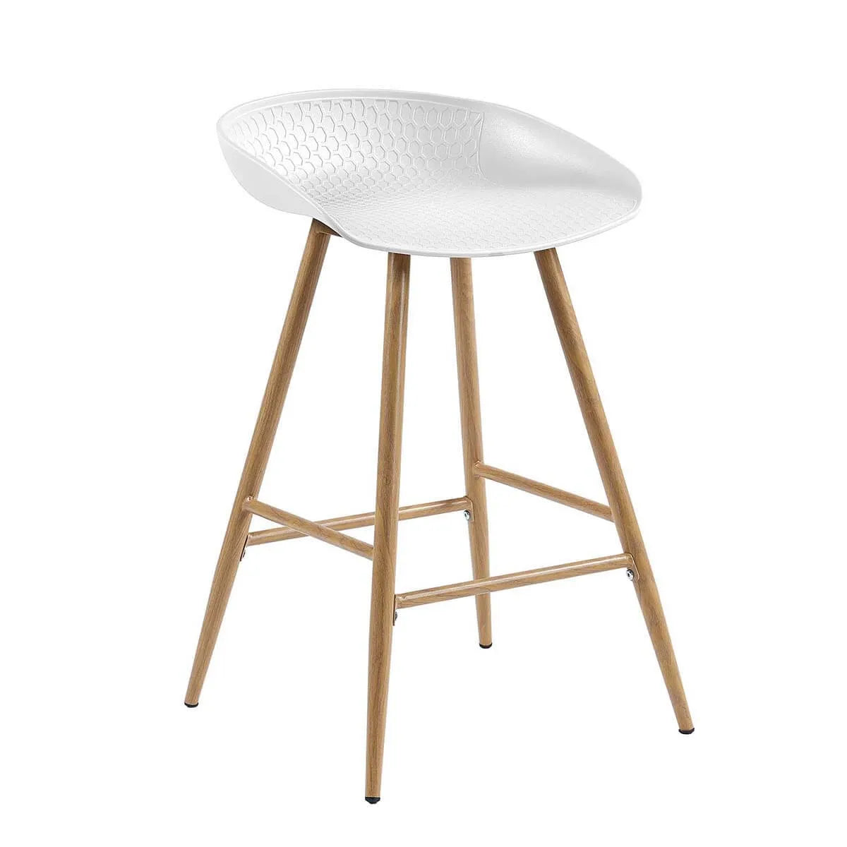 HOMEMORE Hot Sale Modern Luxury White Plastic Honeycomb Top Wood Grain Steel Legs Low Back Dining Chair Home Bar Restaurant