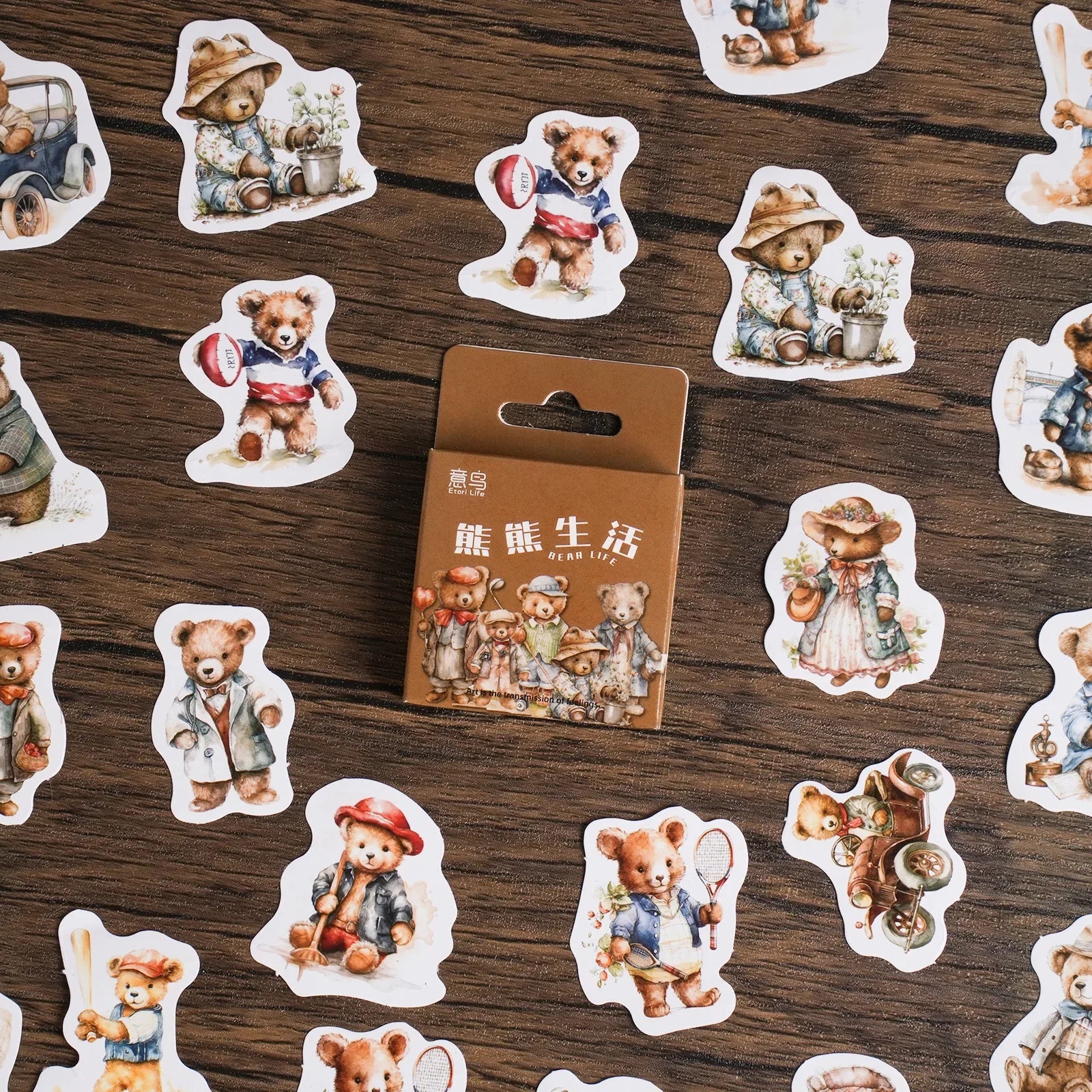 46 Pcs/pack Bear Life Bear Hand Account DIY Material Decoration Adhesive Sticker Sealing Paste Box-Packed Stickers