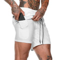 Men's Custom Logo Double Layers Polyester Athletic Shorts Mid Waist Workwear Print for Casual Workout Fitness Gym Training