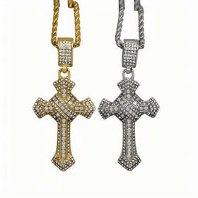 Hip Hop New Pendant Necklace Stainless Steel Full of Diamond Cross Pendant Necklace