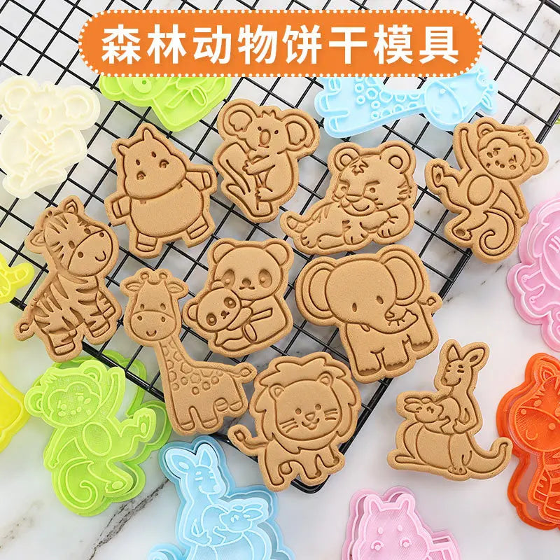 3D Animal Cookie Cutter Set Cute Rabbit Cat Dog Chick Bear Baking and Fondant Tool