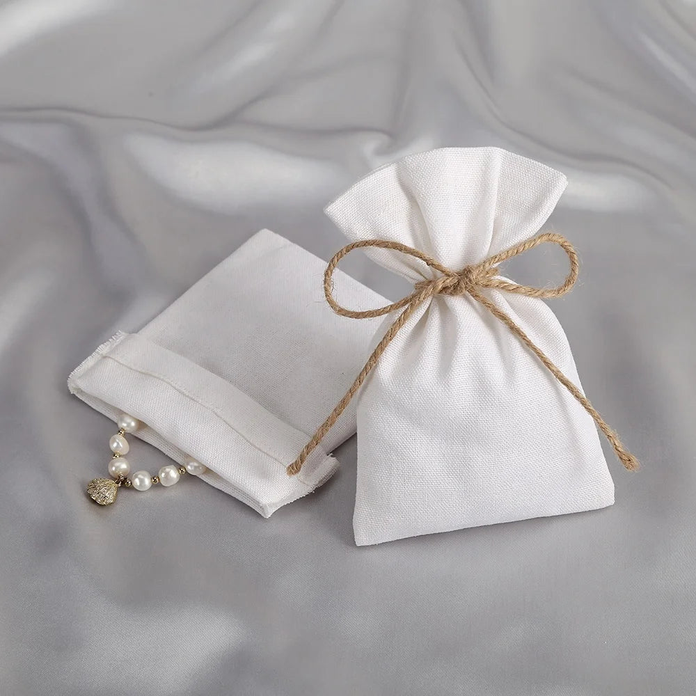 10X15CM Direct Sale Wholesale  Eco Friendly Canvas Cotton Drawstring Jewelry Pouch Bag With Jute String