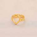 High Quality Waterproof 18K Gold Plated Stainless Steel Heart Ring Hollow Geometric Heart Open Ring Link Chain Adjustable Ring