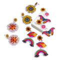 Wholesale Cute Boho Flexible Cartoon Butterfly Lip Sunflower Rainbow Drop Earrings Funny Colorful Eyes Acrylic Print Fashion
