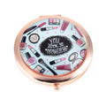 Custom Logo Round Double Side Jeweled Crystal Beauty Cosmetic Compact Pocket Mirror