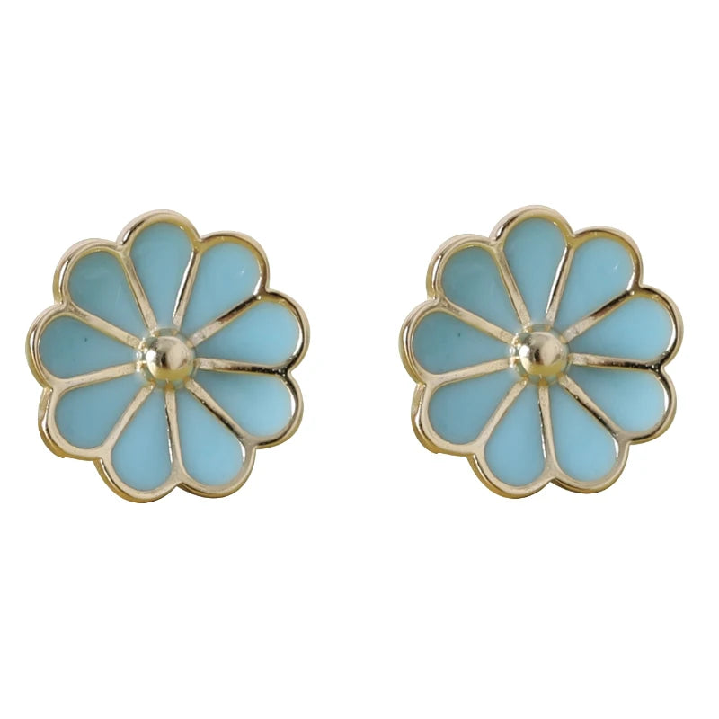 Manufacture Price 925 Sterling Sliver Jewelry Colorful Flowers Blossom Stud Earrings With Enamel
