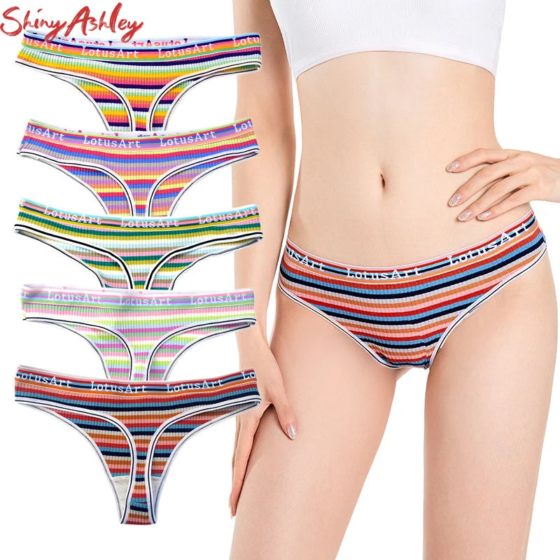 ODM Threaded Panties Sports Fitness Breathable Hipster Bikini Cut Cheeky Women's Thong Cotton Women Underwear