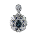 Vintage Silver 925 Jewelry with Rhodium Plating Natural London Blue Topaz Pendant Anniversary Gift for Women