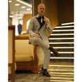 Men's Suits Tailored 2 Pieces Gray Blazer Pants Double Breasted Black Satin Lapel Plus Size Tuxedo Custom Made