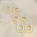 VIANRLA Stainless Steel Jewelry Triangle Earrings Trendy Style 18k Gold PVD Plated Nickle Free Laser Logo Drop Shipping