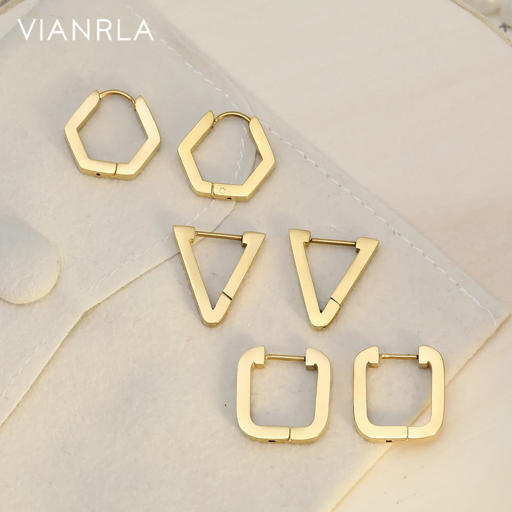 VIANRLA Stainless Steel Jewelry Triangle Earrings Trendy Style 18k Gold PVD Plated Nickle Free Laser Logo Drop Shipping