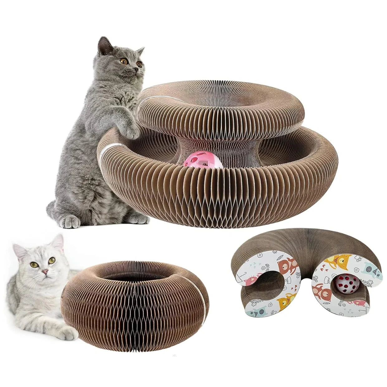 Customized Interactive Corrugated Folding Magic Organ Cat Scratcher Round Ball with Catnip for Cats