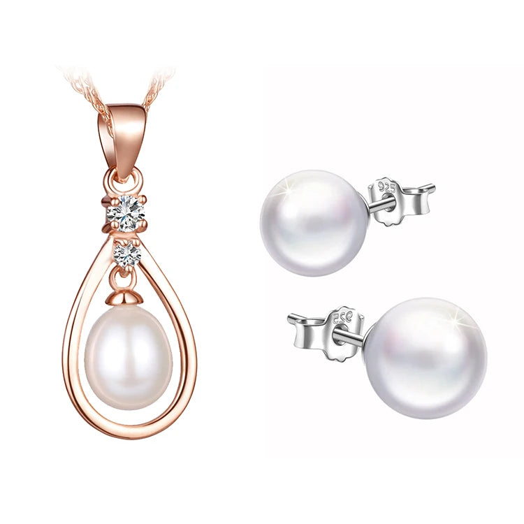 Women Wedding Jewelry Set 925 Silver Fashion Pearl Jewelry Set
