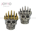 2024 New Style Tribes Chief Skull Ring Punk Rock Men's Stainless Steel Crown Skull Ring Two Tone Jewelry