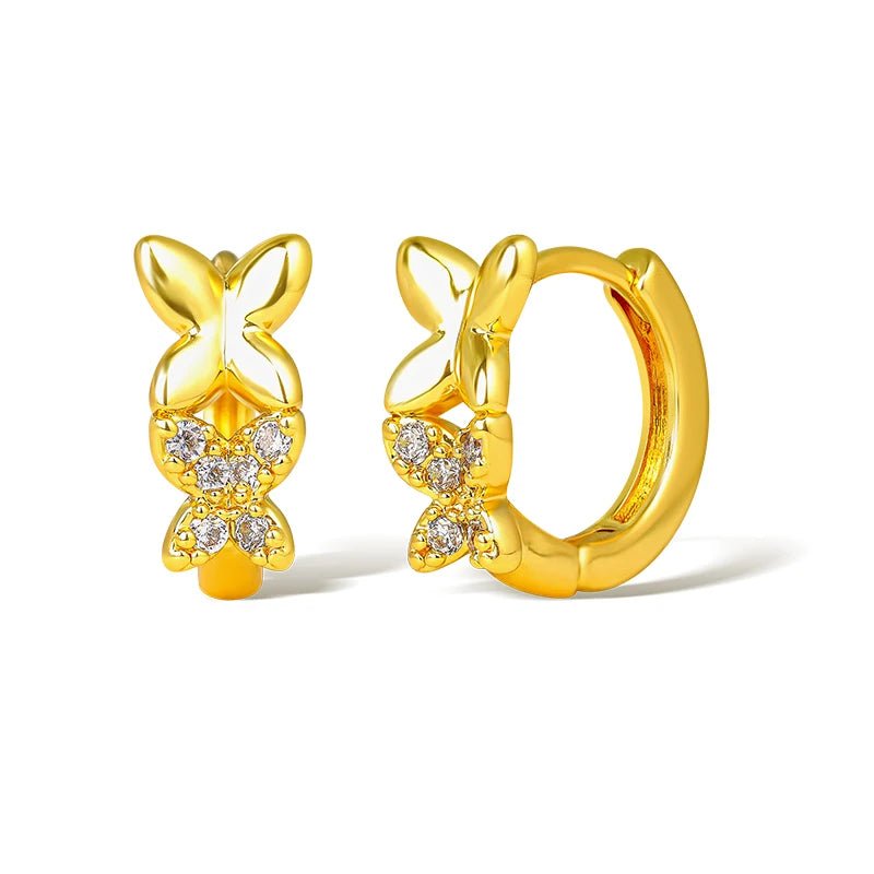 Wholesale Fashion butterfly Leaf Shape Jewelry 18k Gold Plated Hoop Earrings for Woman