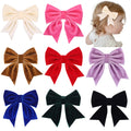 CN 4Inch Solid Color Velvet Hair Bow Boutique Kids Hair Clip Winter Sailor Hair Cllip