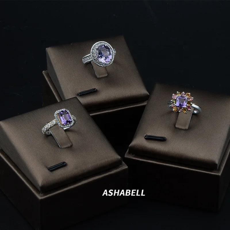 ASHABELL Purple Laboratory Cultivated Gem Ring S925 Sterling Silver 5A Zircon Crystal Welephant Turkish Engagement Rings Round -