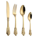 Royal Gold Plated Stainless Steel Luxury Vintage Wedding Banquet Flatware Sets for Back to School with Custom Logo