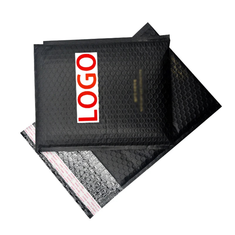 Custom Printed 6x10 Black Bubble Mailer Bags Waterproof Poly Material for Secure Shoe Shipping