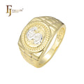 FJ Fallon Fashion Jewelry Rings With a Silver Dollar Sign Plated in 14K Gold Two Tone Brass Based
