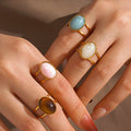 2025 Summer New Fashionable Stainless Steel Simple Style Personality Hip Hop Geometric Oval Ring for Women