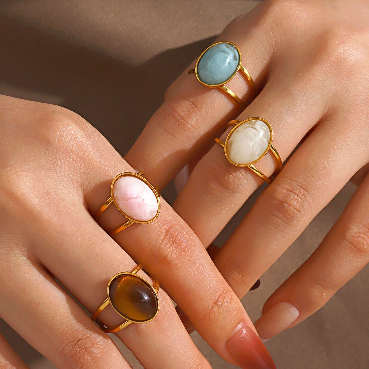 2025 Summer New Fashionable Stainless Steel Simple Style Personality Hip Hop Geometric Oval Ring for Women