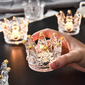 Crown Glass Tealight Candle Holder Crystal Clear Colourful Votive Candle Holders for Wedding Party and Home Table Decor