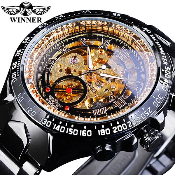 WINNER Watches Men Skeleton Automatic Mechanical Luxury Watch for Man Dropshipping Sports Stainless Steel Male Wristwatch Reloj
