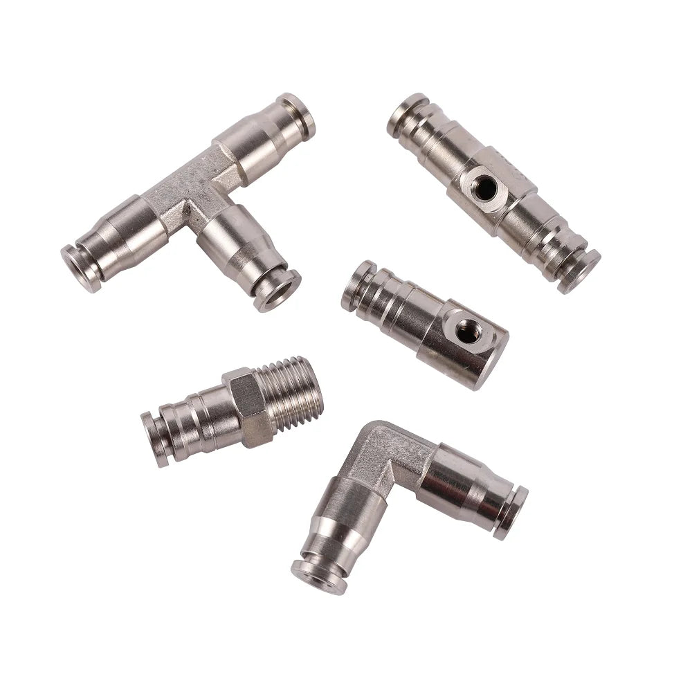 1/4 Inch Pneumatic Fittings OD 6.35mm Tube Metal Quick Connect High Pressure Air Hose Connector Push in Fitting